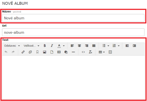Vytvoření nového alba obr. 2